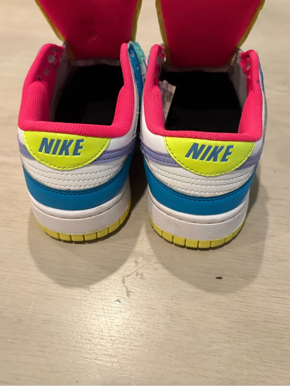 Nike Kids Colorblock Low-Top Sneakers - White, Pink, Blue, Purple, Neon Yellow